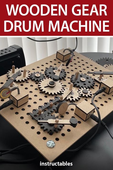 Diy Drum, Money Making Projects, Diy Drums, Mechanical Projects, Homemade Instruments, Wooden Gears, Mechanical Gears, Making Wooden Toys, Diy Instruments