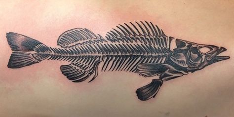 Fish Tattoo Forearm, Fish Skeleton Tattoo, Jacks Tattoo, Skeleton Tattoo Ideas, Patch Work Ideas, Fish Bone Tattoo, James Tattoo, Cybersigilism Tattoo, David Tattoo