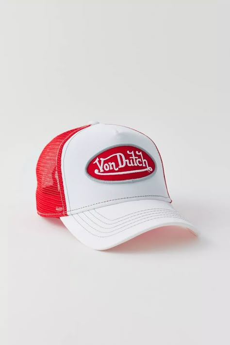 Red Trucker Hat, Von Dutch Hat, Von Dutch, Shopping Basket, Trucker Cap, Running Errands, Trucker Hat, Urban Outfitters, Red And White