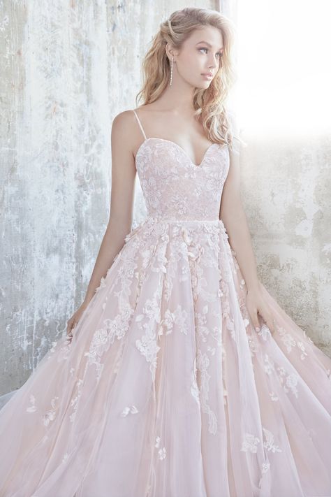 Style 6814 Arden Ad Image Hayley Paige Bridal, Wedding Dresses Princess, Hayley Paige Wedding, Hayley Paige Wedding Dress, Colored Wedding Dress, Blush Wedding Dress, Fairy Tale Wedding Dress, Dresses Princess, Pink Wedding Dress