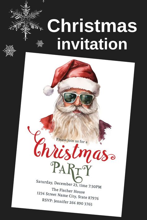 funny Christmas Hipster San christmas invitation holiday party invite christmas party invitation retro christmas party invitation Griswold Christmas Party, Funny Christmas Party Invitations, Retro Christmas Party, Xmas Party Invitations, Holiday Party Invite, Custom Family Signs, Christmas Party Invitation Template, Griswold Christmas, First Birthday Chalkboard