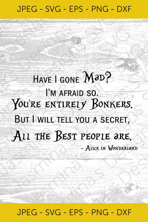 Have I Gone Mad Quote, Super Mad, Have I Gone Mad, Wonderland Alice, Tim Burton Art, Mad Hatter Party, Alice And Wonderland Quotes, Prom 2024, Wonderland Quotes