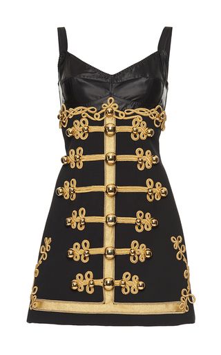 Dolce And Gabbana Dress Vintage, Dolce And Gabbana Corset, Dolce And Gabbana Gold Dress, Military Style Dress, Dolce And Gabbana Crystal Dress, Dolce And Gabbana Leopard Dress, Braided Dress, Embroidery Mini, Embroidered Cocktail Dress