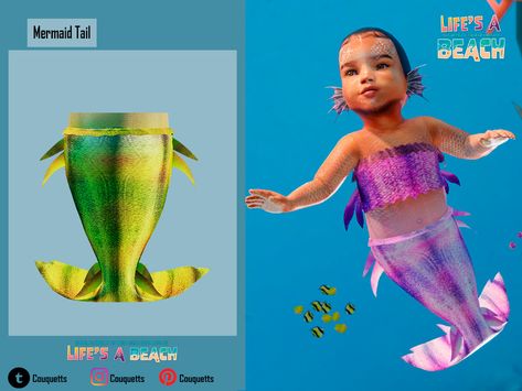 The Sims Resource - Life's A Beach Little mermaid tail Baby Sims 4 Mermaid Cc, Baby Mermaid Tail, Sims 4 Couple Poses, Magical Underwater, Mermaid Pose, Sims 4 Traits, Sims 4 Anime, Mermaid Baby, Free Sims 4