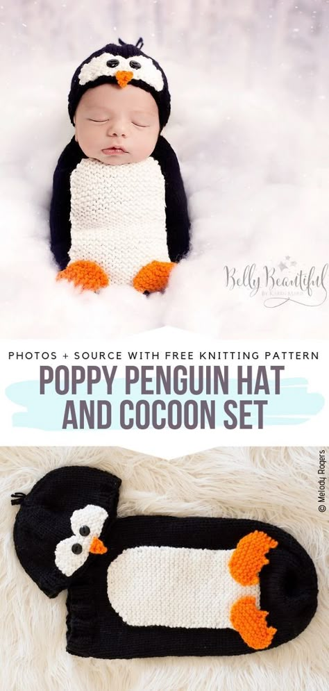 Crochet Baby Cocoon Pattern, Baby Cocoon Pattern, Crochet Baby Photo Prop, Crochet Baby Costumes, Penguin Hat, Crochet Cocoon, Crochet Photo Props, Crochet Baby Cocoon, Crochet Penguin