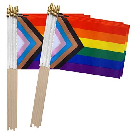 TSMD Progress Rainbow Gay Pride Stick Flag Small Mini Hand Held LGBT Flags,5x8 Inch,12 Pack : Amazon.co.uk: Garden & Outdoors Lgbt Flags, Pride Stuff, Gay Pride Month, Rainbow Flag Pride, Lgbtq Flags, Lgbt Flag, Pride Day, Uk Garden, Fabric Flags