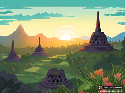 Nusantara Art, Poster Art Ideas, Background Mountain, Poster Landscape, Background Landscape, Desain Buklet, Bg Design, Indonesian Art, Childrens Books Illustrations