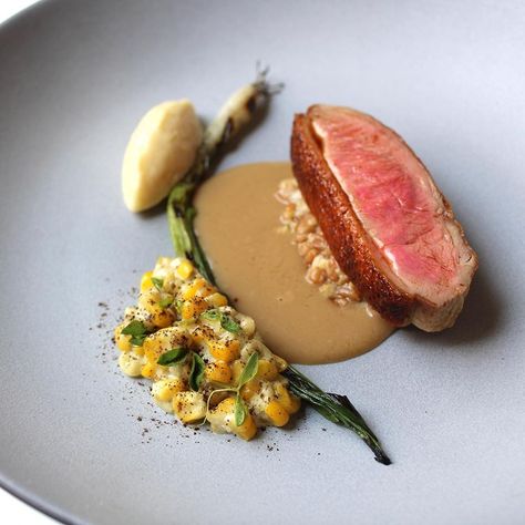 Duck Plating Fine Dining, Duck Breast Fine Dining, Duck Fine Dining, Duck Breast Recipes Fine Dining, Duck Plating, Duck Breast Recipes, Gastronomic Food, Roasted Duck Breast, Duck Breast Recipe