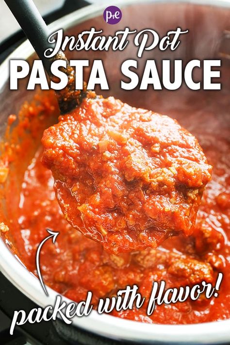 Instant Pot Spaghetti Sauce, Pressure Cooker Spaghetti, Pip And Ebby, Instant Pot Spaghetti, Pasta Sauce Homemade, Spaghetti Sauce Recipe, Homemade Spaghetti Sauce, Cooked Pasta, Crockpot Spaghetti And Meatballs