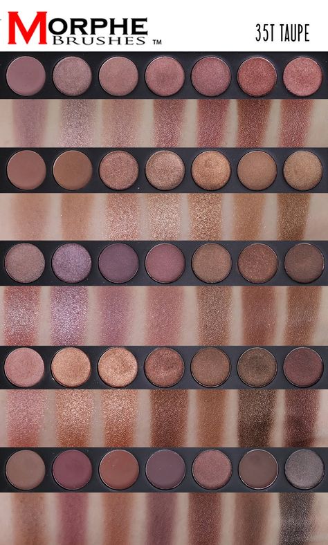 Morphe 35T palette | makeup | beauty products worth the splurge | beauty | Morphe | swatches Taupe Palette, Morphe 35t, Eyeshadow Swatches, Makeup Morphe, Hot Makeup, Morphe Brushes, Eyeshadow Palettes, Makeup Swatches, Makeup Obsession