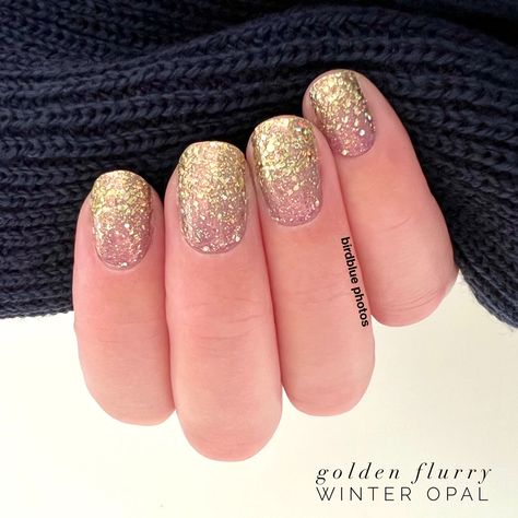 Color Street: Golden Flurry over Winter Opal Nail Color Combos, Street Nails, Opal Color, Nail Polish Strips, Color Street Nails, Nail Inspiration, Mani Pedi, Gold Nails, Nail Polish Colors