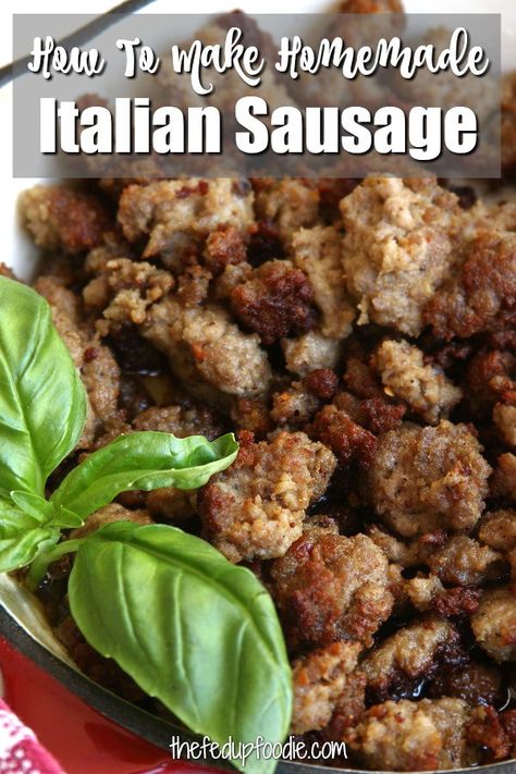 Homemade Italian Sausage is extremely easy to make and allows you to adjust spices to to the level that is perfect for your taste preferences. No yucky fillers or additives because it is all in your control. This recipe makes a wonderfully mild sausage perfect for spaghetti sauce or sausage patties.#ItalianSausage #HomemadeItalianSausage https://www.thefedupfoodie.com Italian Sausage Seasoning, Italian Sausage Recipe, Homemade Italian Sausage, Sausage Making Recipes, Chicken Sausage Recipes, Home Made Sausage, Pork Sausage Recipes, Clean Eating Vegetarian Recipes, Homemade Breakfast Sausage