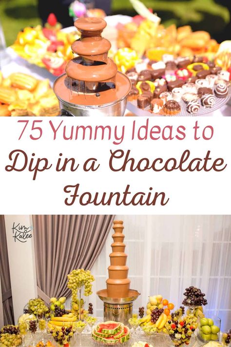 Trying to decide what to serve with chocolate fountain? Below are the traditional dippable ideas plus fun, unique foods to surprise your guests! Chocolate Fountain Wedding, Cheese Fountain, Chocolate Fountain Bar, Chocolate Fountain Recipes, Dried Banana Chips, Strawberry Sugar Cookies, Charcuterie Appetizers, Traditional Ideas, Chocolate Fountain