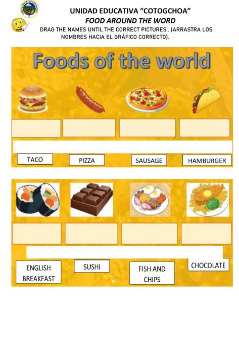 Around The World Exercise, Food Around The World, Sushi Fish, Taco Pizza, Esl Resources, World Recipes, Around The World, The World