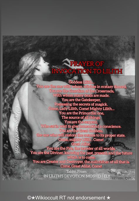 Prayer of Invocation To Lilith #lilith #lilithdevotee Lilith Altar Offerings, History Of Lilith, Prayers For Lilith, Invocation Of Lilith, How To Invoke Lilith, Invoke Lilith, Signs Of Lilith, Prayers To Lilith, Lilith Offerings