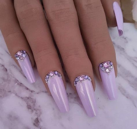 Nail Designs Bling, Lilac Nails, Purple Diamond, Nail Art Wedding, Cat Nails, Diamond Nails, Cute Nail Art, Bling Nails, Pretty Acrylic Nails