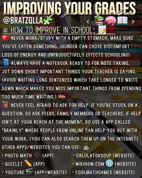 How To Get Higher Grades, How To Get Good Grades In High School, 11th Grade Tips High Schools, How To Survive 7th Grade, 7th Grade Advice, How To Survive High School Freshman Year, How To Get A 4.0 Gpa In High School, Education Aesthetic, 6th Grade Tips