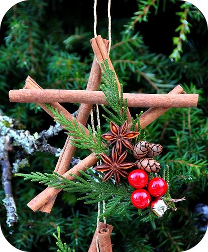 Holiday Star Ornaments by Rosina Huber, via Flickr Natal Country, Yule Crafts, Rustic Christmas Ornaments, Yule Decorations, Noel Christmas, Christmas Star, Homemade Christmas, Christmas Deco, Xmas Crafts