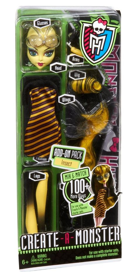 Monster High Create-A-Monster Add-On Pack, Beeanna "Insect" kit Insect Legs, Monster High Crafts, Monster High Room, Create A Monster, Insect Box, Novi Stars, Everafter High, Monster Box, Monster High Stuff