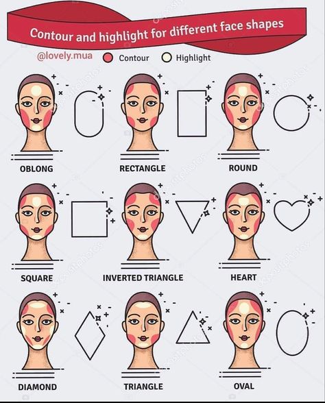 Nail Shape Guide, Face Shape Contour, Contour For Round Face, Face Shapes Guide, How To Contour, Long Face Shapes, Makeup Face Charts, Diamond Face Shape, Makeup Tutorial Video