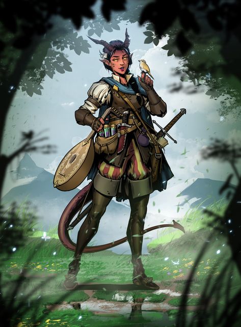 Dnd Bard, Tiefling Bard, Heroic Fantasy, Roleplay Characters, Fantasy Races, Character Collection, Concept Art Character, Dungeons And Dragons Characters, Dnd Art