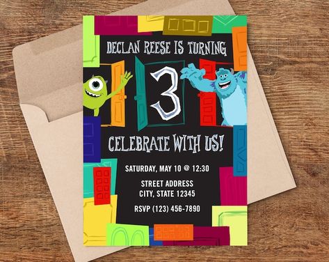 Monsters Inc Birthday Invitations, Monsters University Invitations, Monsters Inc Cupcakes, Monsters Inc Invitations, Monster Birthday Party Invitations, Monster University Birthday, Monsters Inc Baby Shower, Monster Invitations, Birthday Party Invitations Free