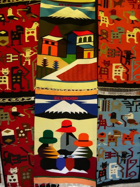 The famous rugs/tapestry, Quito, Ecuador Ecuador Aesthetic Wallpaper, Poster Competition, Indian Market, Latin American Art, Quito Ecuador, Quito, Latin American, South American, Jewelry Inspo