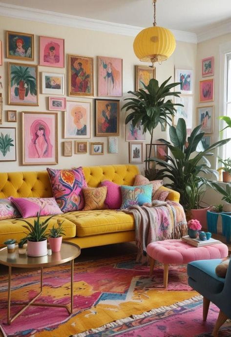 Maximalist Living Room Decor Ideas: Embrace the Art of “More is More” Colorful Maxamilist Interior, Eclectic Decor Maximalist, Dopamine Living Room Decor, Small Living Room Ideas Apartment Maximalist, Diy Room Decor Maximalist, Funky House Decor Interior Design, Maximalist Craft Room, Maximalist Boho Living Room, Maximalist Small Spaces