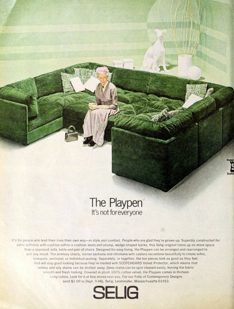 70 vintage sofas from the swinging '70s - Click Americana Vintage Bedroom Ideas 70s, Bedroom Ideas 70s, 70s Couch, Large Playpen, Circle Sofa, Vintage Bedroom Ideas, Vintage Sofas, 70s Interior, Vintage Couch