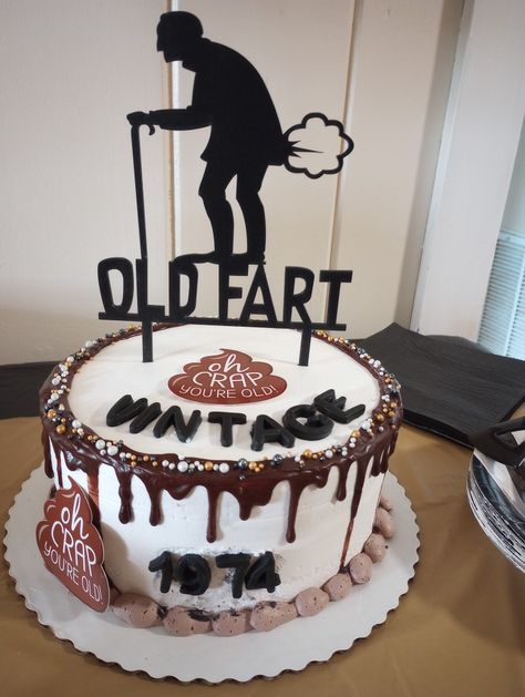 Vintage old fart 50th birthday cake Funny 50th Birthday Cakes, 40th Birthday Men, Funny Birthday Cakes, 40th Birthday Cakes, 50th Birthday Cake, Man Birthday, Cookie Desserts, Birthday Humor, 40th Birthday