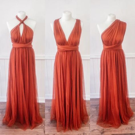 Multiway Infinity Bridesmaid Dress for Weddings Rust Burnt | Etsy Cadbury Purple Bridesmaid Dresses, Multi Way Bridesmaid Dress, Dusky Pink Dress, Infinity Bridesmaid Dress, Multi Wrap Dress, Vestido Convertible, Wrap Dress Plus Size, Multiway Bridesmaid Dress, Burnt Orange Bridesmaid Dresses