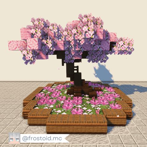 Animal Pins Minecraft, Unusual Minecraft Builds, Pink Aesthetic Minecraft, Pink Fountain Minecraft, Minecraft Flower Castle, Pink Tower Minecraft, Cherry Blossom Building Minecraft, Pink Builds Minecraft, Lotus Minecraft