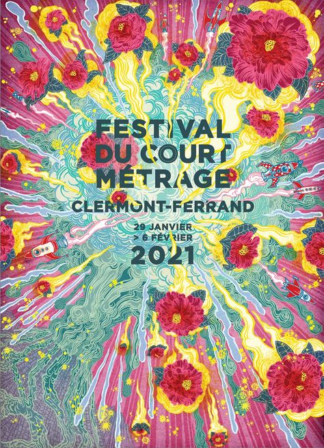 Clermont-Ferrand International Short Film Festival poster - Yuko Shimizu Yuko Shimizu, Film Festival Poster, Female Filmmaker, The Big Short, School Of Visual Arts, The Best Films, Festival Posters, Film Posters, International Film Festival