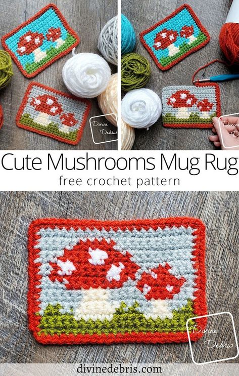 Cute Mushrooms, Friends Crochet, Crochet Graph, Crochet Mushroom, Crocheting Ideas, Crochet Things, Stitch Crochet, Art Corner, Diy Crochet Projects