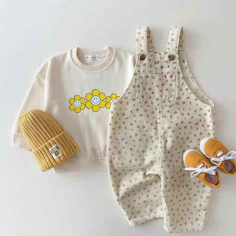 New Autumn Baby Boy Solid Casual Overalls Girls Children Floral Suspenders Jumpsuit Kid Loose Cotton Denim Suspenders, Clothes For Spring, Cotton Overalls, Sweet Clothes, Boys And Girls Clothes, Baby Overalls, Rompers For Kids, Baby Models, Denim Romper