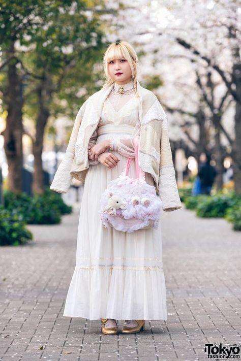 Cult Party Kei Aesthetic, Party Kei Fashion, Cult Party Kei, Nile Perch, Bunka Fashion College, Lace Ruffle Dress, Twin Braids, Japan Fashion Street, Kei Fashion