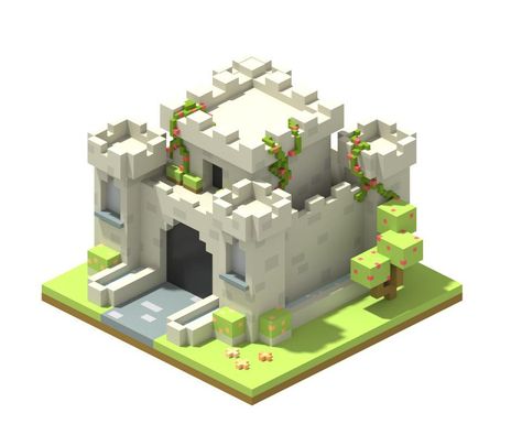 Simple Castle, Voxel Games, 3d Castle, Cube World, Voxel Art, Pixel Art Characters, Isometric Art, Isometric Illustration, Low Poly Art