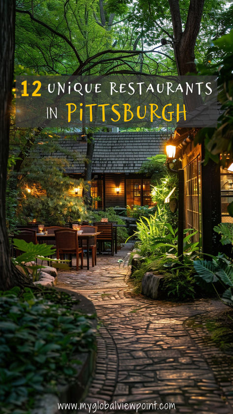 A charming, cozy outdoor dining area at a unique restaurant in Pittsburgh, surrounded by lush greenery and warm lighting, creating an inviting ambiance for a delightful dining experience. Restaurants In Pittsburgh Pa, Places To Eat In Pittsburgh Pa, Pittsburgh Instagram Spots, Living In Pittsburgh, Pittsburgh Things To Do, Things To Do In Pittsburgh Pa, What To Do In Pittsburgh, Pittsburgh Aesthetic, Mount Washington Pittsburgh