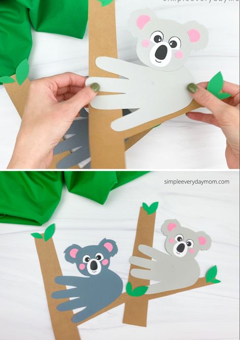 This koala handprint craft is a fun project for kids. Download the free template on the blog. Australia Kids Crafts, Bear Crafts Preschool, Koala Craft, Australia Crafts, Animal Activities For Kids, Bear Crafts, Handprint Craft, Animal Crafts For Kids, Handprint Crafts