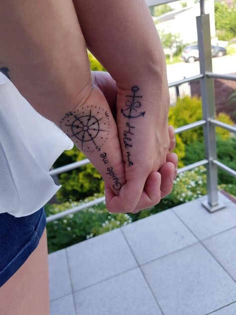 Hold Me Guide Me Tattoo, Hold Me Tattoo, Husband Wife Tattoos, Wife Tattoos, Birthdate Tattoo, Couple Tat, Casino Tattoo, Couple Tattoos Love, Promise Tattoo