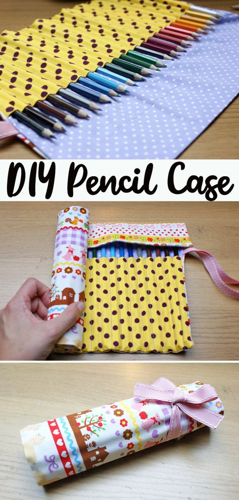 How to make Coloured Pencil Roll Fabric Pencil Holder, Fabric Crayon Holder, Colored Pencil Roll Up Case Pattern, Roll Up Art Case, Pencil Roll Case, Diy Colored Pencil Organizer, Diy Pencil Roll Up Case, Roll Up Pencil Case Sewing Pattern, Crayon Roll Up Pattern Free