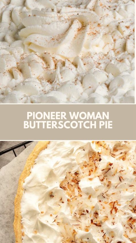 This Pioneer Woman Butterscotch Pie recipe is made with Speculoos/Biscoff cookies, egg yolks, sugars, cornstarch, milk, and cream. It takes about 6 hours to prepare and serves 8 people. Butterscotch Cream Pie Recipes, Cinnamon Butterscotch Pie, Biscoff Pie Recipes, Pioneer Woman Pie Crust, Homemade Butterscotch Pie, Butterscotch Cream Pie, Butterscotch Cinnamon Pie, Pioneer Woman Desserts, Butterscotch Pie Recipe