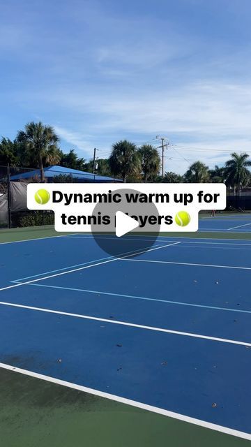 Twins Of Miami on Instagram: "It’s crazy how many people do not take the time to warm up and get injured very easily and wonder why 😒😣. Here are 5 dynamic exercises for tennis players that you can quickly do before your next tennis session so that you warm up your body and prevent injuries.  Start with 2 laps around the court and then do these: 1. Side shuffle (doubles line to doubles in; up and back) 2. Butt kicks and high knees 3. Leg raises (opposite hand touches opposite leg) 4. Lunges (get down low)  5. Side lunges (switch sides midway) 6. Flamingo stretch ( pull leg and stretch arm up)  Try to incorporate these in your warm up routine. Do more in the new year 🏄‍♀️🥰🥹 . . . #tennis #twins #stretching #miami #warmup #yoga #usopen #love #florida #fitness #sports #family #travel #wor Tennis Warm Up Exercise, Tennis Stretches, Tennis Workout Training, Dynamic Exercises, Warm Up Stretches, Dynamic Warm Up, Warm Up Routine, Stretch Routine, Tennis Life