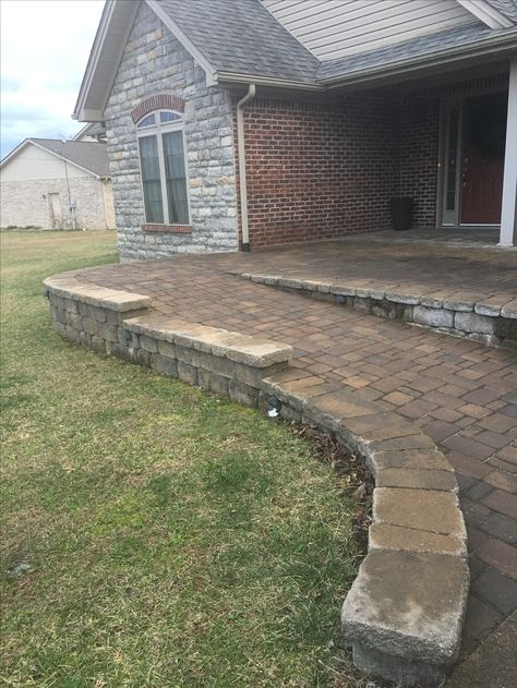 Paver Ramp Porch Ramp To Front Door, Composite Decking Front Porch, Porch With Ramp, Brick Door, Wheelchair Ramp Design, Outdoor Ramp, Accessible House, Ramp Design, Front Walkway