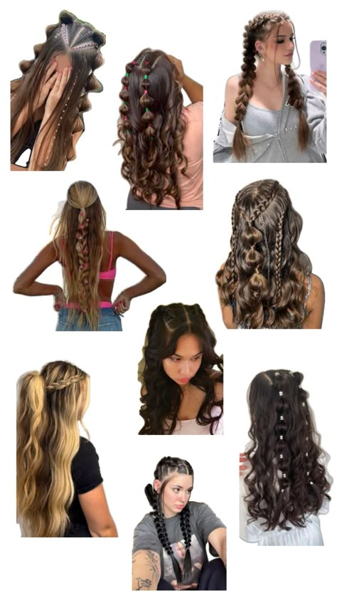 Cute Hairstyles For Senior Pictures, Inside Out Hair Hairstyles, Straight Hair Summer Hairstyles, Hairstyles For Six Flags, School Photo Hairstyles Hair Up, Hair Ideas For The Pool, Cute Photoshoot Hairstyles, Hair Styles No Braids, Cute Hairstyles With Crimped Hair