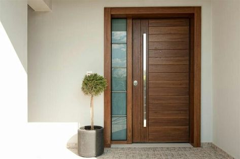 Modern Front Door Design Ideas 2022 | Wooden Doors Designs | Home Interior Design Ideas Trends Glass Window Design Modern Exterior, Main Door With Glass Design Entrance, Modern House Entrance Door, Modern Front Door Design, Front Door Design Ideas, Pintu Interior, Entry Door Designs, Door Design Ideas, Door And Window Design