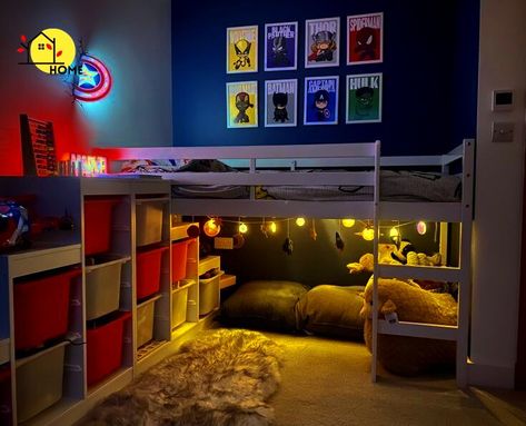 Superhero Modern Bedroom, Boys Activity Table, Small Superhero Bedroom, Marvel Bedroom Paint Wall Colors, Marvel Bed Room, Marvel Inspired Bedroom, Modern Marvel Bedroom, Boys Rooms Ideas Toddler, Big Boys Room Ideas