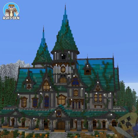 Minecraft spooky haunted mansion/house Haunted Mansion Minecraft Build, Mansion House Minecraft, Dark Mansion Minecraft, Minecraft Haunted Castle, Minecraft Spooky Castle, Minecraft House Mansion, Haunted Minecraft House, Minecraft Haunted House Ideas, Gothic Mansion Minecraft