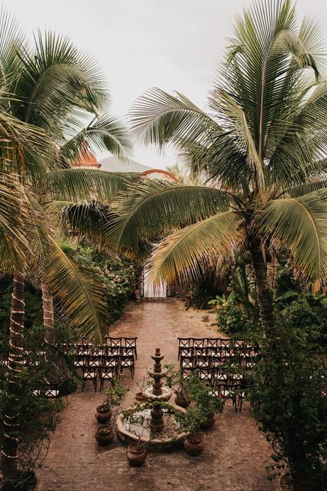 Tropical Terracotta-Inspired Mexico Destination Wedding at Hacienda Cerritos | Junebug Weddings Tulum Jungle Wedding, Garden Destination Wedding, Destination Wedding Mexico Color Schemes, Jungle Wedding Ceremony, Mexico Wedding Ceremony, Tropical Forest Wedding, Tulum Wedding Venue Mexico, Mexico Venues, Mexico Wedding Destination