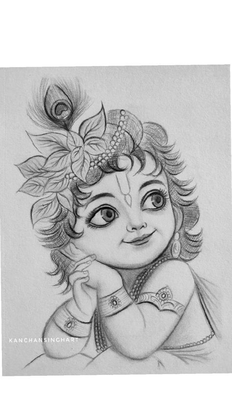 krishna Basic Drawings, Pencil Arts, Easy Graffiti Drawings, Drawings Of Flowers, God Painting, Pencil Sketches Easy, Pencil Drawings Of Flowers, Pencil Drawing Images, Sketch Images